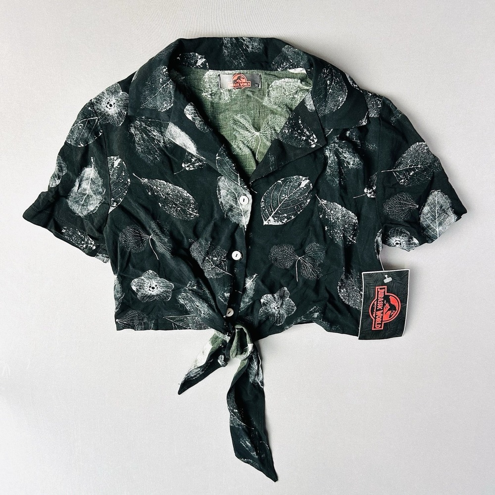 Jurassic World Juniors XS‎ Tie Button Up Crop Top NEW With Tags